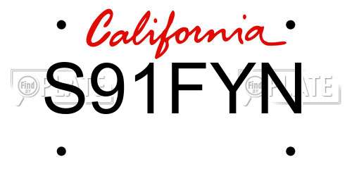 S91FYN California License Plate