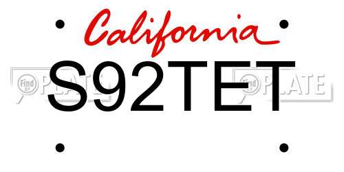 S92TET California License Plate