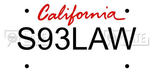 S93LAW California License Plate