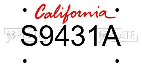 S9431A California License Plate