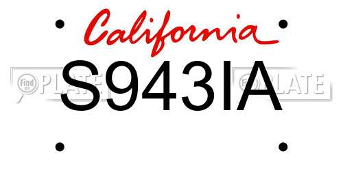 S943IA California License Plate