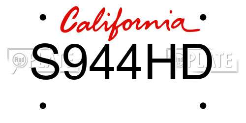 S944HD California License Plate