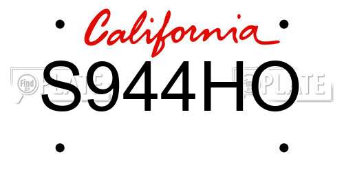 S944HO California License Plate