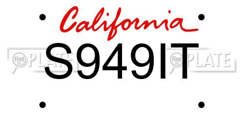 S949IT California License Plate