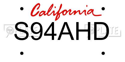 S94AHD California License Plate