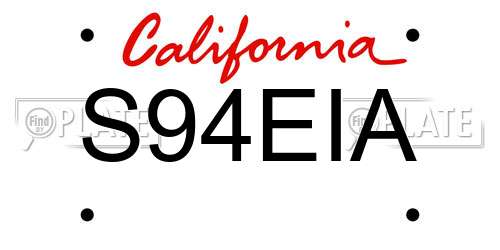 S94EIA California License Plate