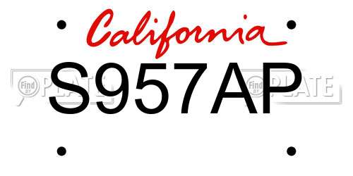 S957AP California License Plate