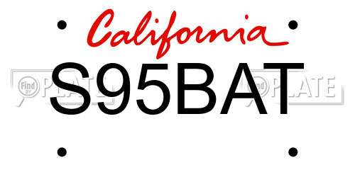 S95BAT California License Plate