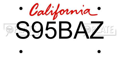 S95BAZ California License Plate