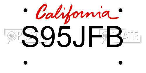 S95JFB California License Plate
