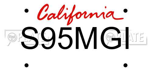 S95MGI California License Plate