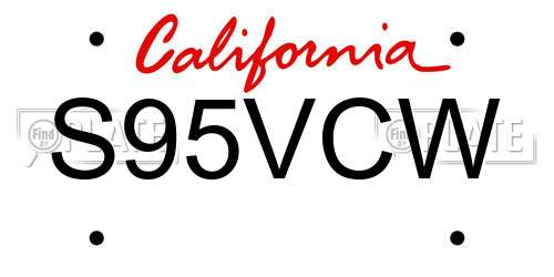 S95VCW California License Plate