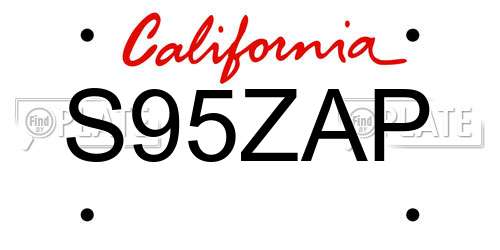 S95ZAP California License Plate