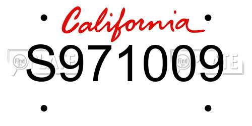 S971009 California License Plate
