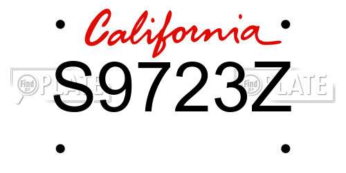 S9723Z California License Plate