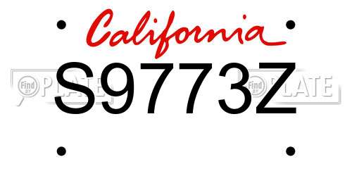S9773Z California License Plate