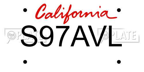 S97AVL California License Plate