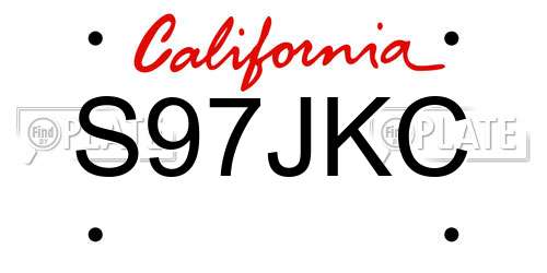 S97JKC California License Plate