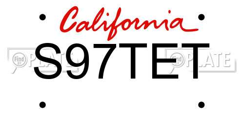 S97TET California License Plate