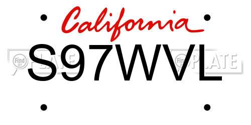 S97WVL California License Plate