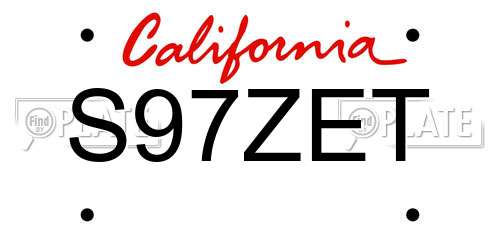 S97ZET California License Plate