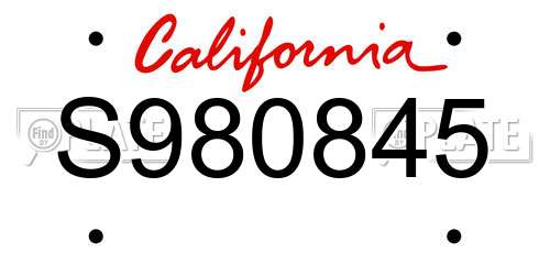 S980845 California License Plate