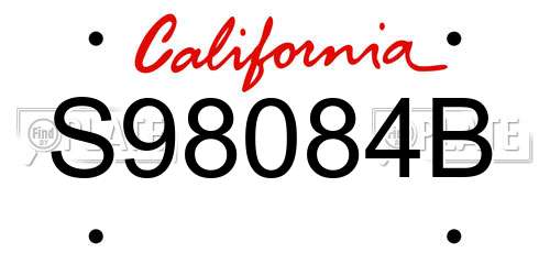 S98084B California License Plate