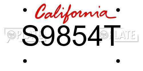 S9854T California License Plate
