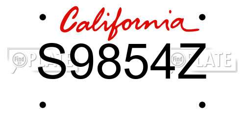 S9854Z California License Plate