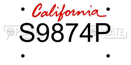 S9874P California License Plate