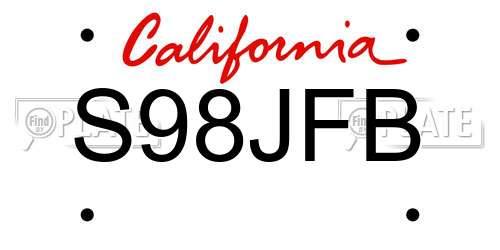 S98JFB California License Plate