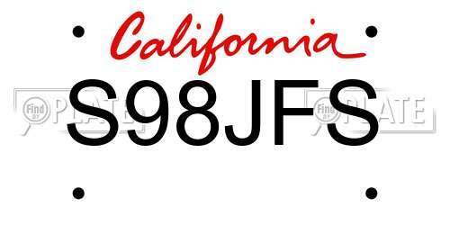 S98JFS California License Plate