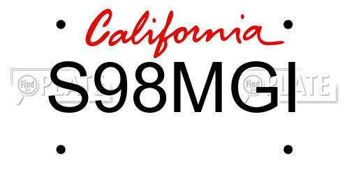 S98MGI California License Plate