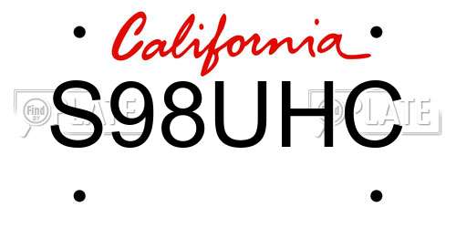 S98UHC California License Plate