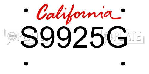 S9925G California License Plate
