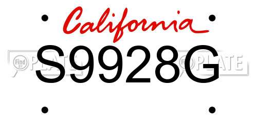 S9928G California License Plate
