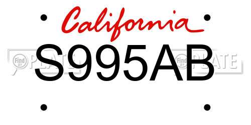 S995AB California License Plate
