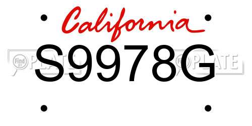 S9978G California License Plate