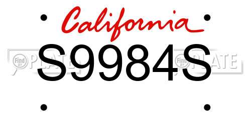 S9984S California License Plate
