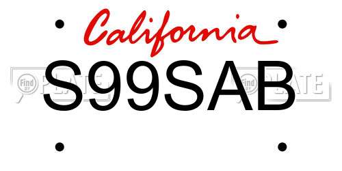 S99SAB California License Plate