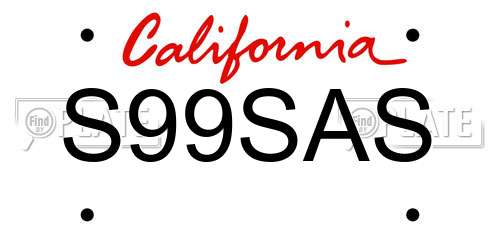 S99SAS California License Plate