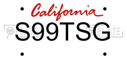 S99TSG California License Plate