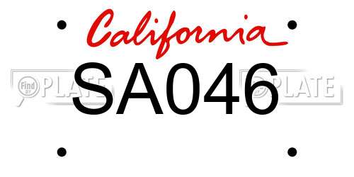 SA046 California License Plate