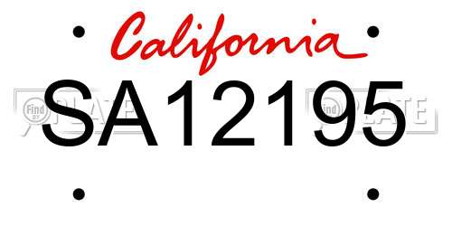 SA12195 California License Plate