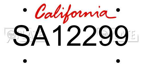 SA12299 California License Plate