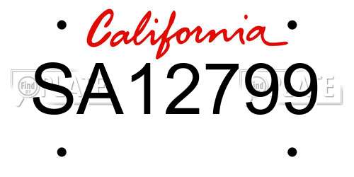 SA12799 California License Plate