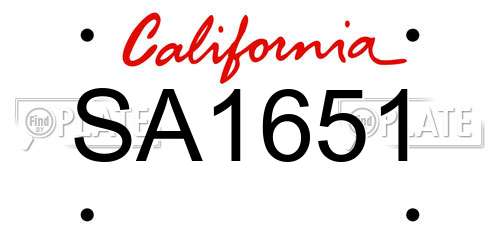 SA1651 California License Plate