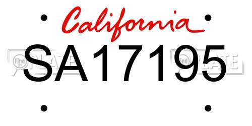 SA17195 California License Plate