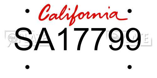 SA17799 California License Plate