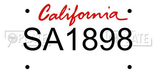 SA1898 California License Plate